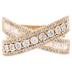 Effy Crossover .92ctw Diamond Ring, 14k Yellow Gold, Ring Size 7.5