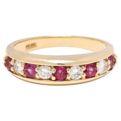 0.69ctw Ruby & Diamond Band Ring, 18k Yellow Gold, Ring Size 5.5