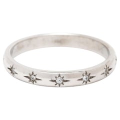 Diamond Star Band Ring, 14k White Gold, Ring Size 5, Stackable