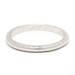 1926 Art Deco Engraved Band Ring, Platinum, Ring Size 5.5