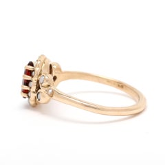 Vintage 1ctw Garnet & Seed Pearl Ring, 14k Yellow Gold, Ring Size 6