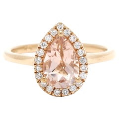1.20ctw Morganite & Diamond Pear Shape Ring, 14k Yellow Gold, Ring Size 6