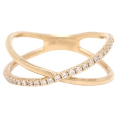 Ferkos .12ctw Diamond X Band Ring, 14k Yellow Gold, Ring Size 4.5