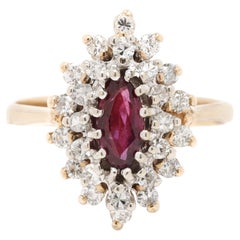 0.83ctw Ruby and Diamond Cocktail Ring, 14k Yellow Gold, Ring Size 4