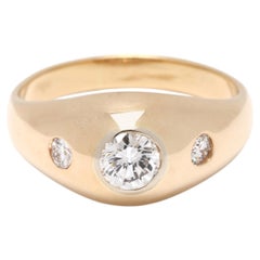 0,70 ctw Anillo 3 Diamantes, Oro Amarillo 14K, Talla 7, Compromiso