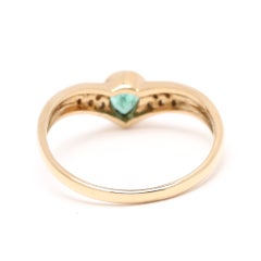 Dainty Emerald & Diamond Ring, 14k Yellow Gold, Ring Size 7.25, Engagement