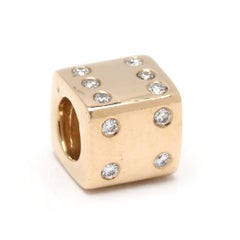 Pandora .14ctw Diamond Sparkling Dice Charm, 14k Yellow Gold, Bracelet Charm