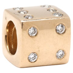 Pandora .14ctw Diamond Sparkling Dice Charm, 14k Yellow Gold, Bracelet Charm
