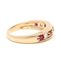 0.69 ctw Ruby & Diamond Band Ring, 18k Yellow Gold, Ring Size 5.5, Stackable