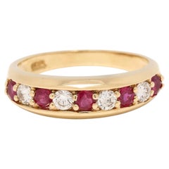 0.69 ctw Ruby & Diamond Band Ring, 18k Yellow Gold, Ring Size 5.5, Stackable