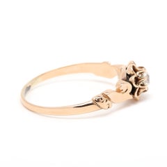 Antiker Tulpen-Diamantring mit 0,25 Karat, 14-karätiges Gelbgold, Ringgröße 7