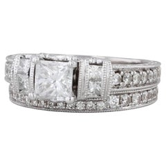 Neil Lane 1.55ctw Diamond Engagement Ring Wedding Band Bridal Set 14k White Gold