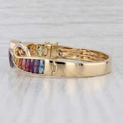 Bellari Rainbow Gemstone Bangle Bracelet 18k Gold Topaz Iolite Amethyst Peridot