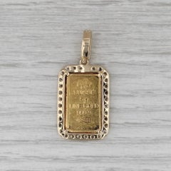 Pendentif en forme de lingot d'or suisse PAMP de 14 carats (999), serti de diamants d'un poids total de 1,40 carat, 5 grammes