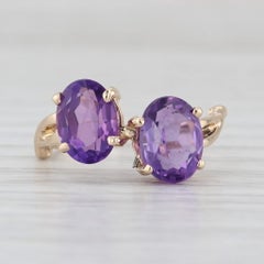 2.37ctw Oval Amethyst Bypass Ring 14k Yellow Gold Size 4.75