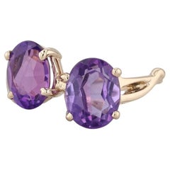2.37ctw Oval Amethyst Bypass Ring 14k Yellow Gold Size 4.75