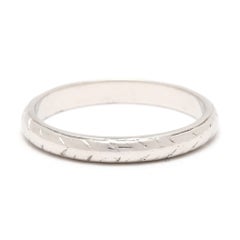 Antique Platinum Engraved Band, Art Deco, Ring Size 5.75, Stackable