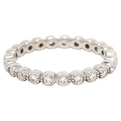 0.35ctw Bezel Milgrain Diamond Eternity Band Ring, 18k WhiteGold, Ring Size 5.25