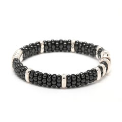 Lagos Caviar .28ctw Diamond & Black Ceramic Bead Bracelet, Sterling Silver