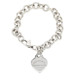 Bracelet à breloques Tiffany & Co, argent sterling, longueur : 7,75 pouces