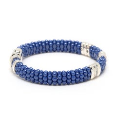 Caviar Lagos – Armband mit Diamanten (0,28 Karat) und blauen Perlen, Sterlingsilber und 14-karätiges Gelbgold
