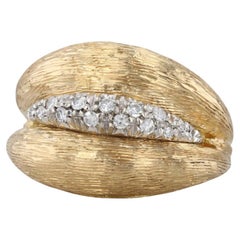 0.14ctw Diamond Ring 18k Yellow Gold Size 4.75 Etched Finish