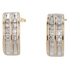 0.16ctw Diamond Small J-Hook Earrings 14k Yellow Gold Butterfly Backs