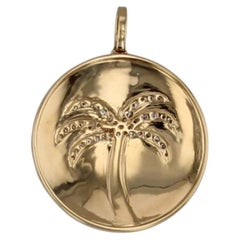 0.17ctw Diamond Palm Tree Pendant Doves By Doron Paloma 18k Yellow Gold
