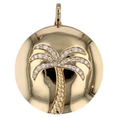 0.17ctw Diamond Palm Tree Pendant Doves By Doron Paloma 18k Yellow Gold