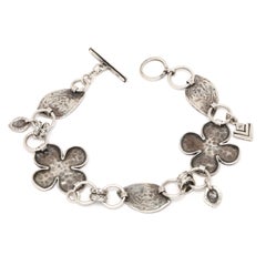 Silpada-Armband mit Blumenanhänger, Sterlingsilber, Länge 7,75 Zoll