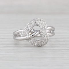 0.30ctw Pave Diamond Heart Knot Ring 14k White Gold Size 7