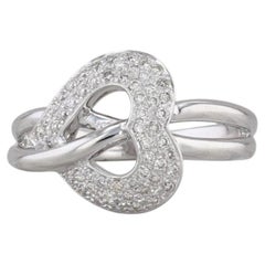 0.30ctw Pave Diamond Heart Knot Ring 14k White Gold Size 7
