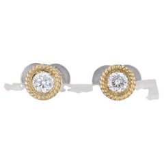 Boucles d'oreilles Roberto Coin Cento avec diamants VS2 d'un poids total de 0,56 carat, en or jaune et blanc 18 carats