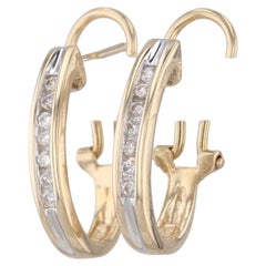 0.20ctw Diamond Journey J-Hook Earrings 14k Yellow Gold Omega Backs