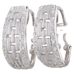 0.20ctw Diamond J-Hook Earrings 18k White Gold Omega Back Drops