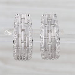0.20ctw Diamond J-Hook Earrings 18k White Gold Omega Back Drops