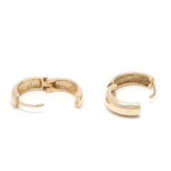 Medium Thick Huggie Hoops, 14k Yellow Gold, Length .5 Inches
