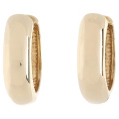Medium Thick Huggie Hoops, 14k Yellow Gold, Length .5 Inches