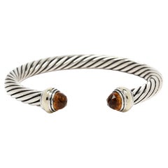 Bracelet « Citrine Classic Cable » de David Yurman, en argent sterling et or jaune 14 carats
