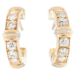 Cartier Contessa .36ctw Diamond Huggie Hoop Earrings, 18k Yellow Gold, Length .5