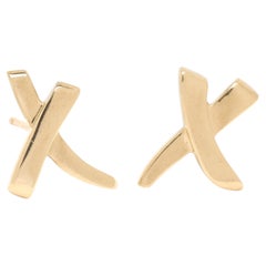 Tiffany & Co Paloma Picasso Graffiti X Stud Earrings, 18k Yellow Gold, Width .5