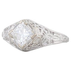 New Beverley K 1.02ctw Diamond Filigree Engagement Ring 14k White Gold Size 6.75