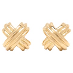 Tiffany & Co Signature X Stud Earrings, 18k Yellow Gold, Length 8.4 mm