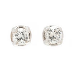 Dainty Tiny Diamond Studs, 14k White Gold, Width 2.3 mm