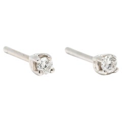 Dainty Tiny Diamond Studs, 14k White Gold, Width 2.3 mm