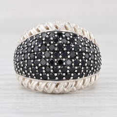Anillo de plata de ley «Basketweave» de Slane & Slane con zafiro negro de 2,40 ct, estilo cóctel