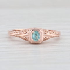 Nouvelle bague en or rose 14 carats avec alexandrite verte de 0,18 ct, taille 6,5, solitaire ovale en filigrane