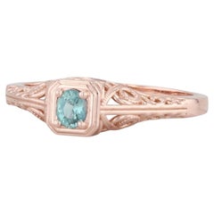 Nouvelle bague en or rose 14 carats avec alexandrite verte de 0,18 ct, taille 6,5, solitaire ovale en filigrane