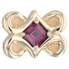 1,25 Karat Rhodolith-Granat, Schiebeanhänger aus 14-karätigem Gelbgold, Vintage-Stil, Geburtsstein für den Monat Januar