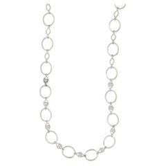 Collana Charriol Diamond Circles con scatola, in oro bianco 18k, 15,5", chiusura a T